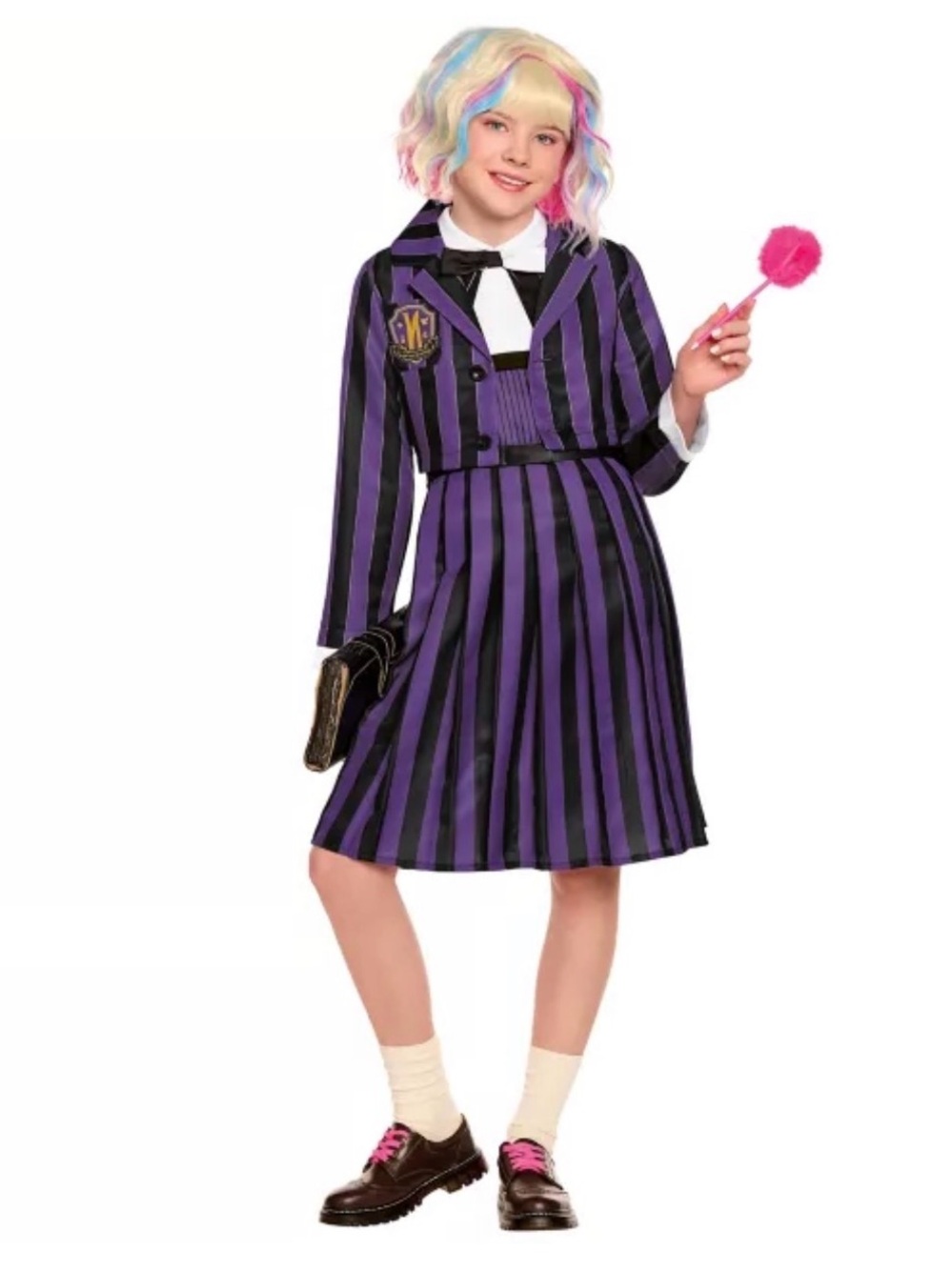 Wednesday Enid Uniform Kids Costume Nevermore Academy School Purple Black Stripe
